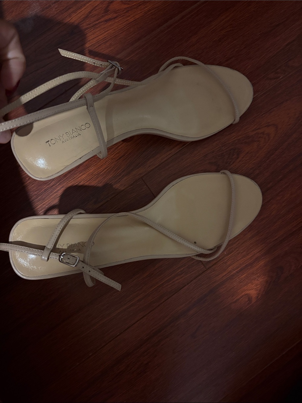 Tony Bianco Nude Beige Strappy Ankle‑Tie Sandals
